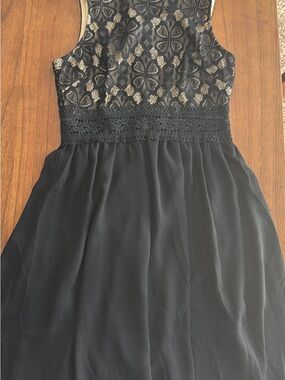 Francesca's Collections Black Lace Bodice Chiffon Dress